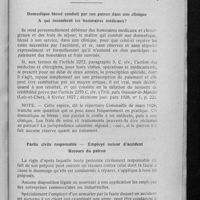 0899 - Page 875 - Jurisprudence professionnelle et paraprofessionnelle. Domestique blessé conduit par son patron dans une clinique. A qui incombent les honoraires médicaux ? / Partie civile responsable - Employé auteur d'accident. Recours du patron