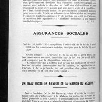 0624 - Page 590 - Surtaxes postales abusives en matière d'envoi d'échantillons pharmaceutiques / Assurances sociales / Un beau geste en faveur de la maison du médecin