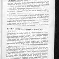 0023 - Page 17 - Conseil d'administration. Compte-rendu de la séance du mercredi 9 janvier 1935. Réunions de circonscriptions / Jugement contre des pharmacies mutualistes