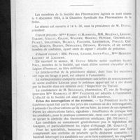 0124 - Page 114 - Société des pharmaciens agréés de la Faculté de pharmacie de Paris. Procès-verbal de la réunion du 6 décembre 1934. Echos des interrogations et des examens