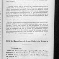 0131 - Page 121 - Ce qu'on peut lire ! / Le bal de l'association amicale des étudiants en pharmacie