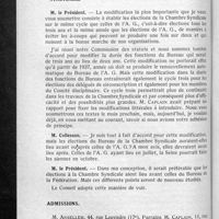 0190 - Page 176 - Conseil d'administration. Compte-rendu de la séance du mercredi 13 mars 1935. Rapport du trésorier sur les finances syndicales pour l'exercice 1934 / Modification projetées aux statuts de la chambre syndicale / Admissions