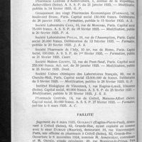0250 - Page 236 - Informations. Renseignements divers. Sociétés / Faillite