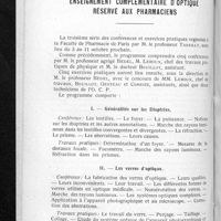 0610 - Page 576 - Faculté de pharmacie de Paris. Enseignement complémentaire d'optique réservé aux pharmaciens