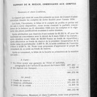 0619 - Page 585 - Société mutuelle d'assurances contre le bris des glaces et tous dégâts matériels entre pharmaciens. Procès-verbal de l'Assemblée général ordinaire N° 30 du 22 Juin 1935. Rapport du Conseil d'administration sur les comptes de l'exercice 1934 présenté par M. G. Beytout... / Rapport de M. Miesch...