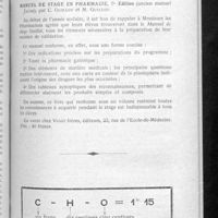 0723 - Page 685 - Bibliographie. Manuel de stage en pharmacie, 7e édition (ancien manuel Jacob), par C. Guillot et M. Guillot