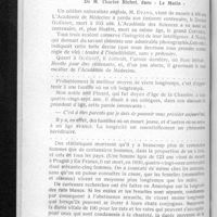 0724 - Page 686 - Varia. Longévité de M. Charles Richet, dans « Le Matin »