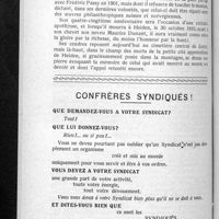 0904 - Page 858 - Varia. Le fondateur de la croix-rouge / Confrères syndiqués !