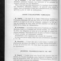 0280 - Page 268 - Conseil d'administration. Compte rendu de la séance du mercredi 8 avril 1936. Le C.I.R / Caisse d'allocations familiales / Journées pharmaceutiques de 1937