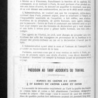 0924 - Page 882 - L'octroi souterrain / Précision au tarif accidents du travail. Bandes de crépon de coton et bandes de crépon laine et coton