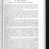 0927 - Page 885 - Tribunal des conflits. Les soins médicaux donnés à un assuré social indigent