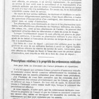 0011 - Page 5 - Dernières nouvelles. Service militaire des étudiants en médecine et en pharmacie / Prescriptions relatives à la propriété des ordonnances médicales