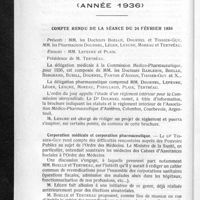 0034 - Page 28 - Comptes rendus des séances du Comité intersyndical médico-pharmaceutique (Année 1936). Compte rendu de la séance du 24 février 1936. Corporation médicale et corporation pharmaceutique / Questions diverses