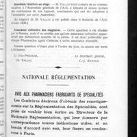 0124 - Page 115 - Société des pharmaciens agréés du ressort de la Faculté de pharmacie de Paris. Procès-verbal de la réunion du 19 novembre 1936 / Nationale réglementation