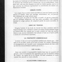 0145 - Page 136 - Renseignements divers, professionnels fiscaux et commerciaux. Bulletins de paye / Congés payés / Code du travail / La propriété commerciale / Les S. A. R. L. / Allocations familiales