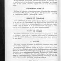 0147 - Page 138 - Renseignements divers, professionnels fiscaux et commerciaux. L'effet de complaisance / Conseil judiciaire / Assurances sociales / Liberté de commerce / Dépôt de marque / La douane / Les Syndicats