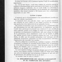 0213 - Page 200 - Conseil d'administration. Compte rendu de la séance du jeudi 11 mars 1937. « Rapport présenté à M. le Ministre du Travail par la Chambre syndicale des pharmaciens de la Seine, au sujet de l'application de la « loi de 40 heures » aux pharmacies de détail » / La réglementation des heures d'ouverture et de fermeture des officines
