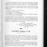 0224 - Page 211 - Journées pharmaceutique de France. Exposition internationale 1937 / Comptabilité