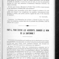 0414 - Page 391 - A propos de l'instruction préfectorale relative aux assurés sociaux notoirement indigents « Du concours médical » / Faut-il, pour éviter les accidents, changer le nom de la Santonine ?