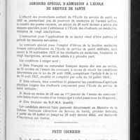 0430 - Page 407 - Proposition pour pharmaciens ou dentistes sous-lieutenants de réserve / Concours spécial d'admission à l'école du service de santé / Petit courrier