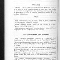 0619 - Page 588 - Informations. Renseignements divers. Naissance / Décès. [Mme veuve Saint-Clair-Pantobe ; Emile Ungerer] / Enregistrement des diplômes