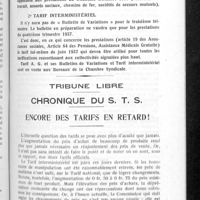 0718 - Page 679 - Tarifs / Tribune libre. Chronique du S. T. S. Encore des tarifs en retard !