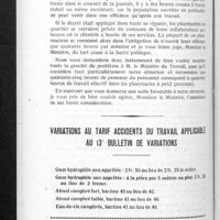 0803 - Page 760 - M. le Ministre de la santé publique / Variations au tarif accidents du travail applicable au 13e bulletin de variations