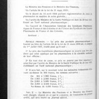 0923 - Page 876 - Arrêté interministériel fixant réglementation du prix des fournitures pharmaceutiques au compte de l'article 64 de la loi du 31 mars 1919