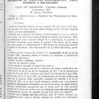1002 - Page 951 - L'eau de « Purgos » devant la Cour de cassation. Confirmation du caractère médicamenteux - Vente interdite à non-diplômés