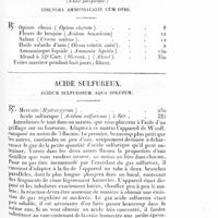0057 - Page 55 - Teinture d'opium ammoniacale. (Elixir parégorique). Tinctura ammoniacalis cum opio / Acide sulfureux. Acidum sulfurosum aqua solutum