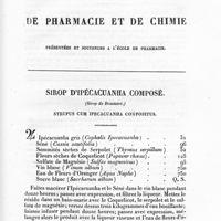 0035 - Page 3 - Synthèses de pharmacie et de chimie. Sirop d'ipécacuanha composé. (Sirop de Desessart). Syrupus cum ipecacuanha compositus