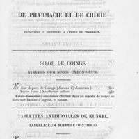 0035 - Page 3 - Synthèses de pharmacie et de chimie. Sirop de coings. Syrupus cum succo cydoniorum / Tablettes antimoniales de kunkel. Tabellae cum sulfureto stibico