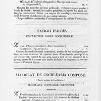 0036 - Page 4 - Extrait d'aloès. Extractum aloes soccotrinae / Alcoolat de cochléaria composé. (Esprit ardent de cochléaria). Alcoolatum cochleariae compositum