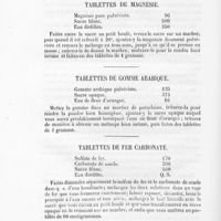 0032 - Page 30 - Applications pharmaceutiques. Tablettes de magnésie / Tablettes de gomme arabique / Tablettes de fer carbonaté