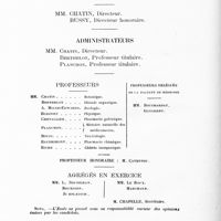 0004 - Page sans numérotation - [Liste des professeurs de l'école supérieure de pharmacie de Paris et de la faculté de médecine]