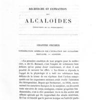 0011 - Page 9 - Recherche et extraction des alcaloïdes (découverte de la ptérocarpine). Chapitre premier. Considérations générales sur l'extraction des alcaloïdes digitaline. - Aconitine