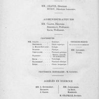 0004 - Page sans numérotation - [Liste des professeurs de l'école supérieure de pharmacie de Paris et de la faculté de médecine]