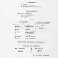 0004 - Page sans numérotation - [Liste des professeurs de l'école supérieure de pharmacie de Paris et de la faculté de médecine]