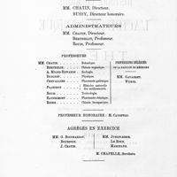 0006 - Page sans numérotation - [Liste des professeurs de l'école supérieure de pharmacie de Paris et de la faculté de médecine]