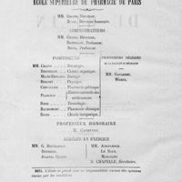 0004 - Page sans numérotation - [Liste des professeurs de l'école supérieure de pharmacie de Paris et de la faculté de médecine]