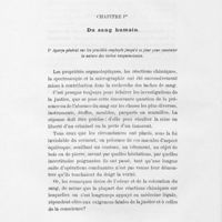 0010 - Page 8 - Chapitre Ier. Du sang humain. 1. Aperçu général sur les procédés employés jusqu'à ce jour pour constater la nature des taches sanguinolentes