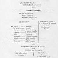 0004 - Page sans numérotation - [Liste des professeurs de l'école supérieure de pharmacie de Paris et de la faculté de médecine]