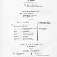 0004 - Page sans numérotation - [Liste des professeurs de l'école supérieure de pharmacie de Paris et de la faculté de médecine]