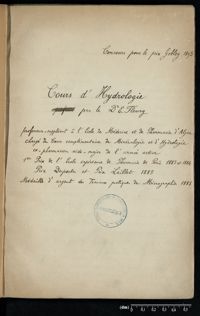 0003 - Page sans numérotation - Cours d'hydrologie par le Dr. E. Fleury