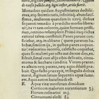 0043 - Page 24 - Remedium quo mulier quaedam. 36. annorum, suit persanata, quae tingendis in sole capillis, aliisque ; de causis, ventriculum ita malè affecit, ut per sesquiannum, nullum ventris beneficium habere potuerit, atque ; cibo sumpto, statim euomuerit : Quibus de causis pallida atque ; ligni instar, arida fuerit