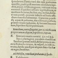 0081 - Page 62 - Remedium, contra sanguinis, per os, rejectionem propter venam aliquam, in pulmone, ruptam / Ad phthisim, remedium probatum & facile