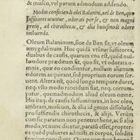 0117 - Page 98 - Modus conficiendi olei Balanini, vel de Ben, quo suffitores utuntur, odorati per se, & non magni pretii, ad chirothecas, & alia huiusinodi odore imbuenda