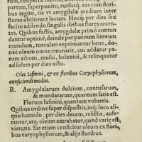 0124 - Page 105 - Olei Iasmini, & ex floribus caryophyllorum, conficiendi modus / Oleum ex Nuce muscata perfectissimum