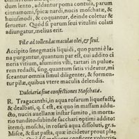 0156 - Page 137 - Pilae ad tollendas maculas olei, & seui / Dulciaria siue confectiones Moschatae