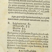 0173 - Page 154 - Aqua cutem reddens albam, solisque ; adustionem auferens / Aqua, quae reddit faciem iuvenilem, ita ut quin tumdecimum annu mulier non videatur excedere / Aqua facilis, ad idem